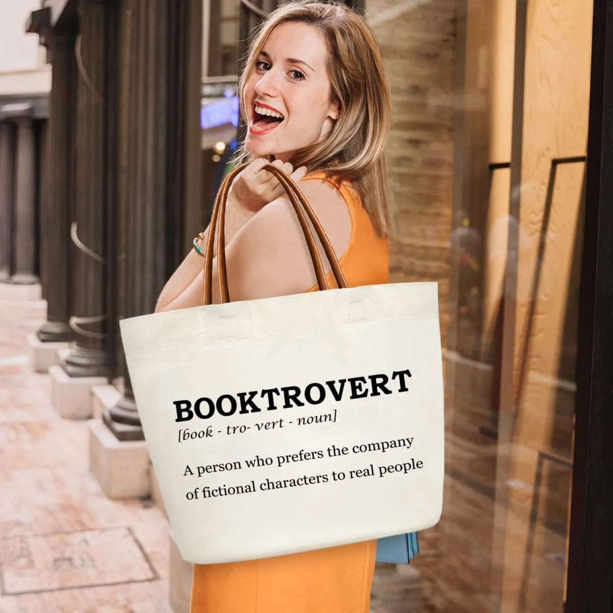 Canvas Tote Bag For Women, Book Tote Bag Reusable Grocery Shoulder Bag for Work Travel Gym, Book Lover Gifts Librarian Gifts for Halloween Christmas Beach Bags for Bookish Readers Teacher Friends -35