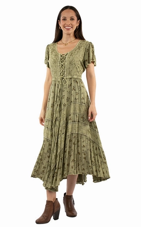 Cap Sleeve Floral Embroiderd Dress