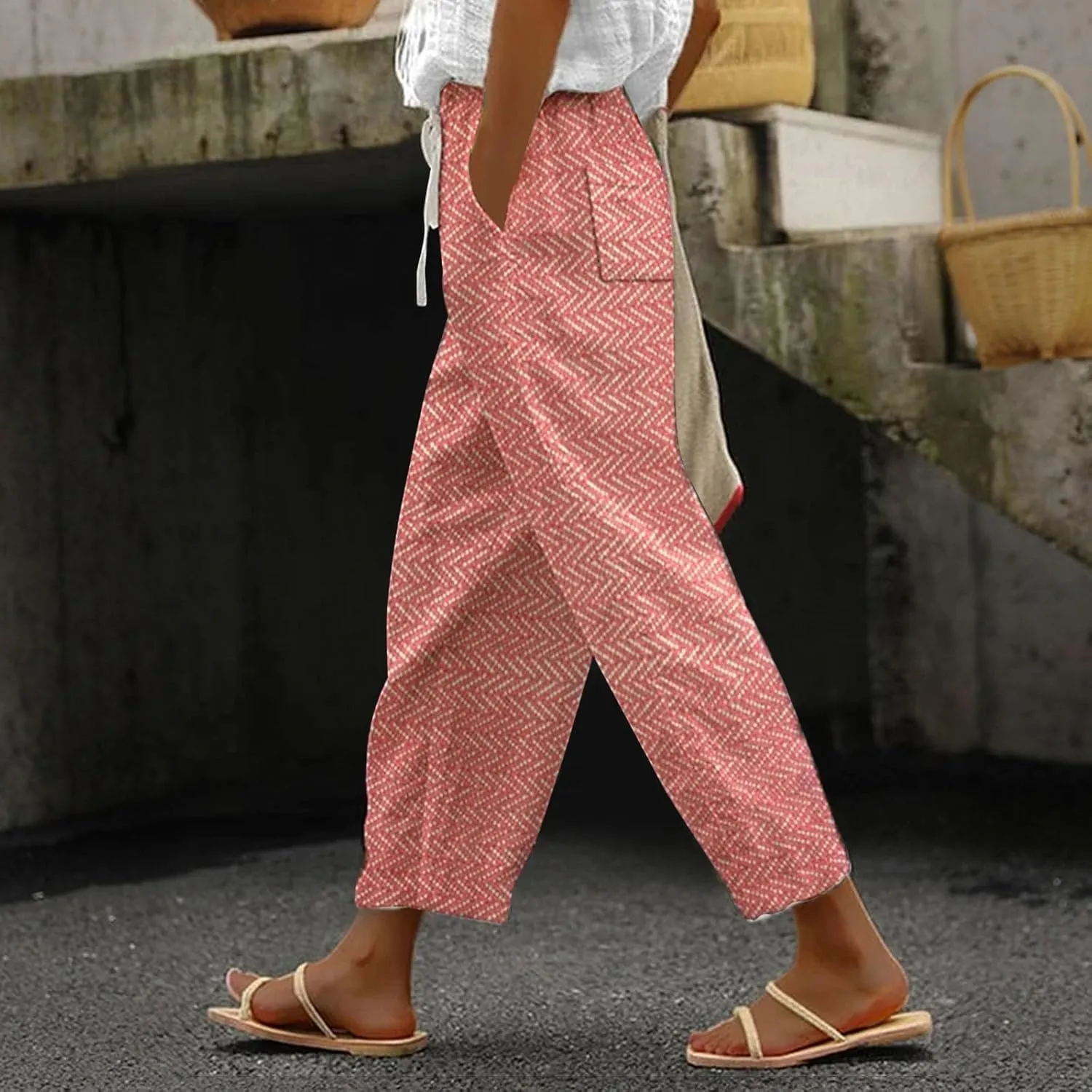 Capris Pants for Women Pants Drawstring Capri Pants with Pockets Wide Leg Cropped Pants for Women Capris Pants for