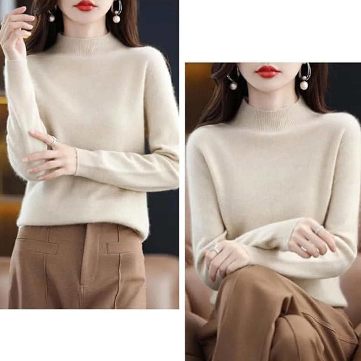 Cashmere Sweaters for Women, 100% Cashmere Sweater Crewneck Sweater Long Sleeve Pullover Sweater Casual Sweater