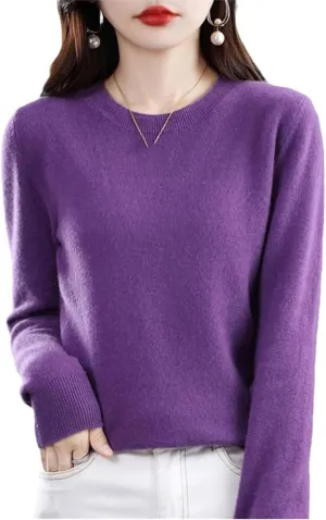 Cashmere Sweaters for Women, 100% Cashmere Sweater Crewneck Sweater Long Sleeve Pullover Sweater Casual Sweater