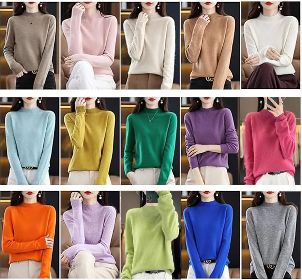 Cashmere Sweaters for Women, 100% Cashmere Sweater Crewneck Sweater Long Sleeve Pullover Sweater Casual Sweater