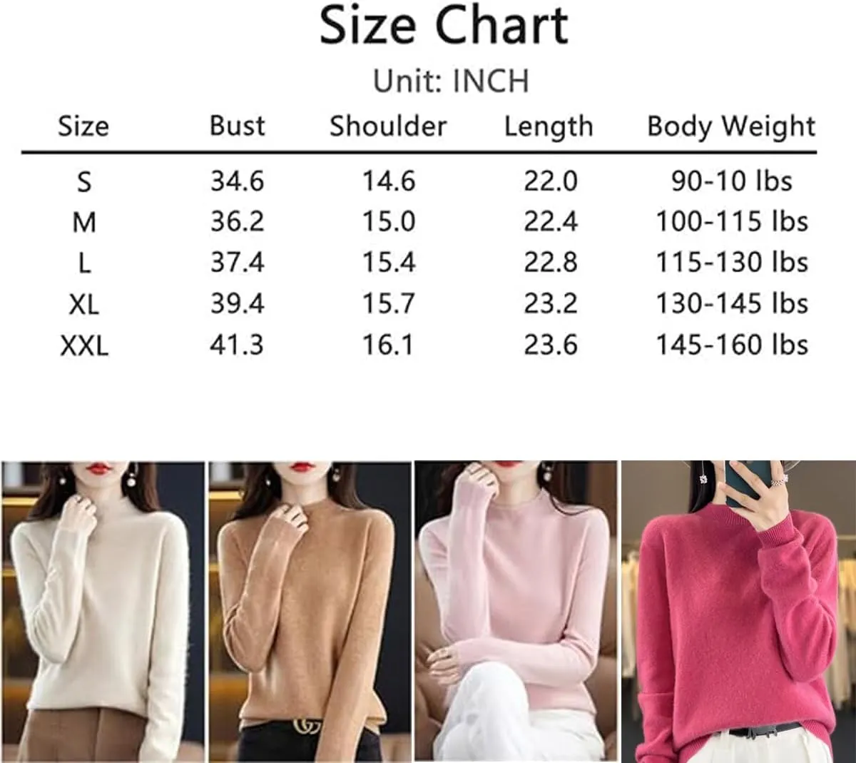 Cashmere Sweaters for Women, 100% Cashmere Sweater Crewneck Sweater Long Sleeve Pullover Sweater Casual Sweater