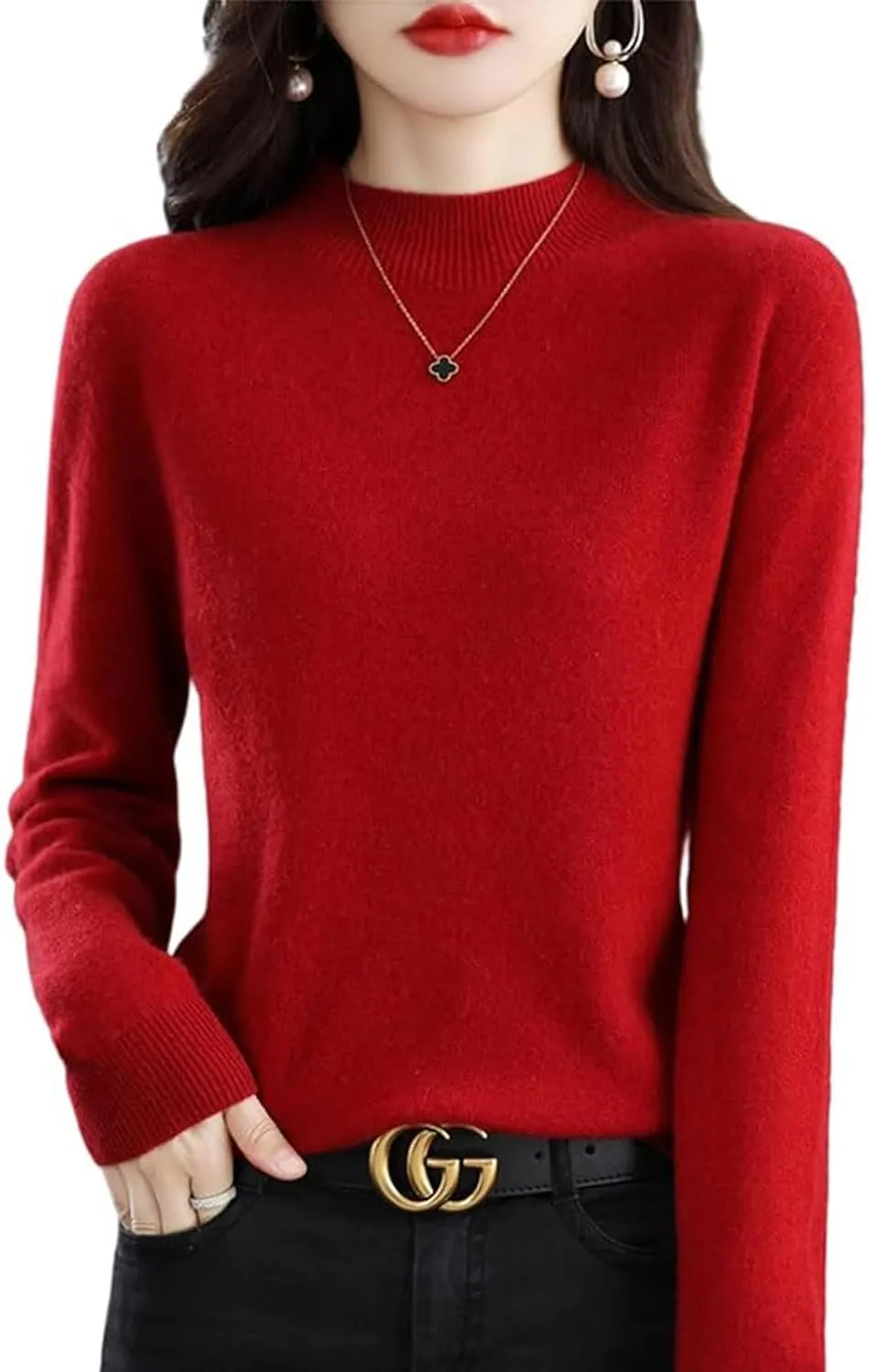 Cashmere Sweaters for Women, 100% Cashmere Sweater Crewneck Sweater Long Sleeve Pullover Sweater Casual Sweater