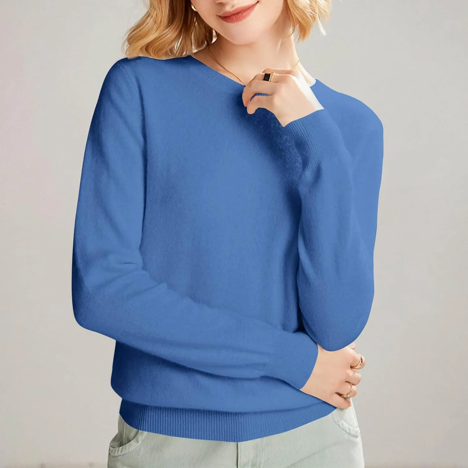 Cashmere Sweaters for Women Long Sleeve Crewneck Pullover Comfort Sweater Ladies Sweaters for Women Trendy 2025