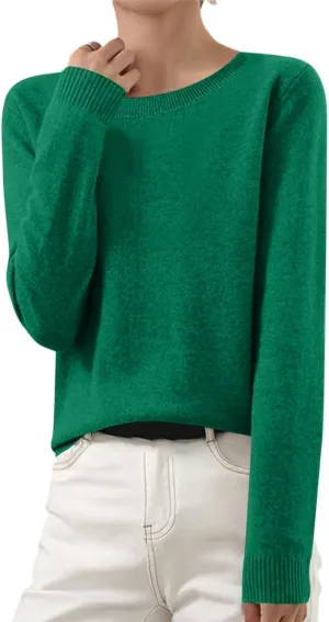 Cashmere Sweaters for Women Long Sleeve Loose Pullover Tops Soft Warm Cozy Lightweight Casual Wool Knit Sweater