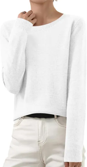 Cashmere Sweaters for Women Winter Fashion Solid Color Pullover Tops Long Sleeve Casual Crewneck Outfits