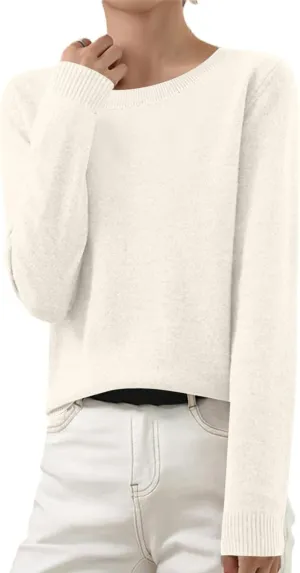 Cashmere Sweaters for Women Winter Fashion Solid Color Pullover Tops Long Sleeve Casual Crewneck Outfits