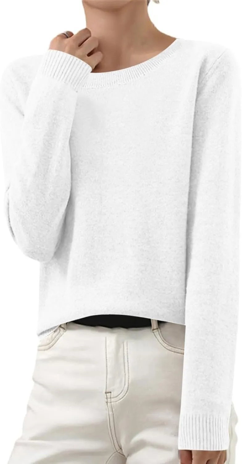Cashmere Sweaters for Women Winter Fashion Solid Color Pullover Tops Long Sleeve Casual Crewneck Outfits