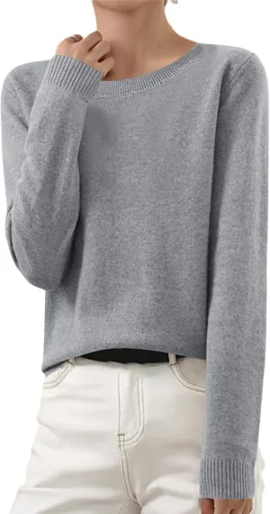 Cashmere Sweaters for Women Winter Fashion Solid Color Pullover Tops Long Sleeve Casual Crewneck Outfits
