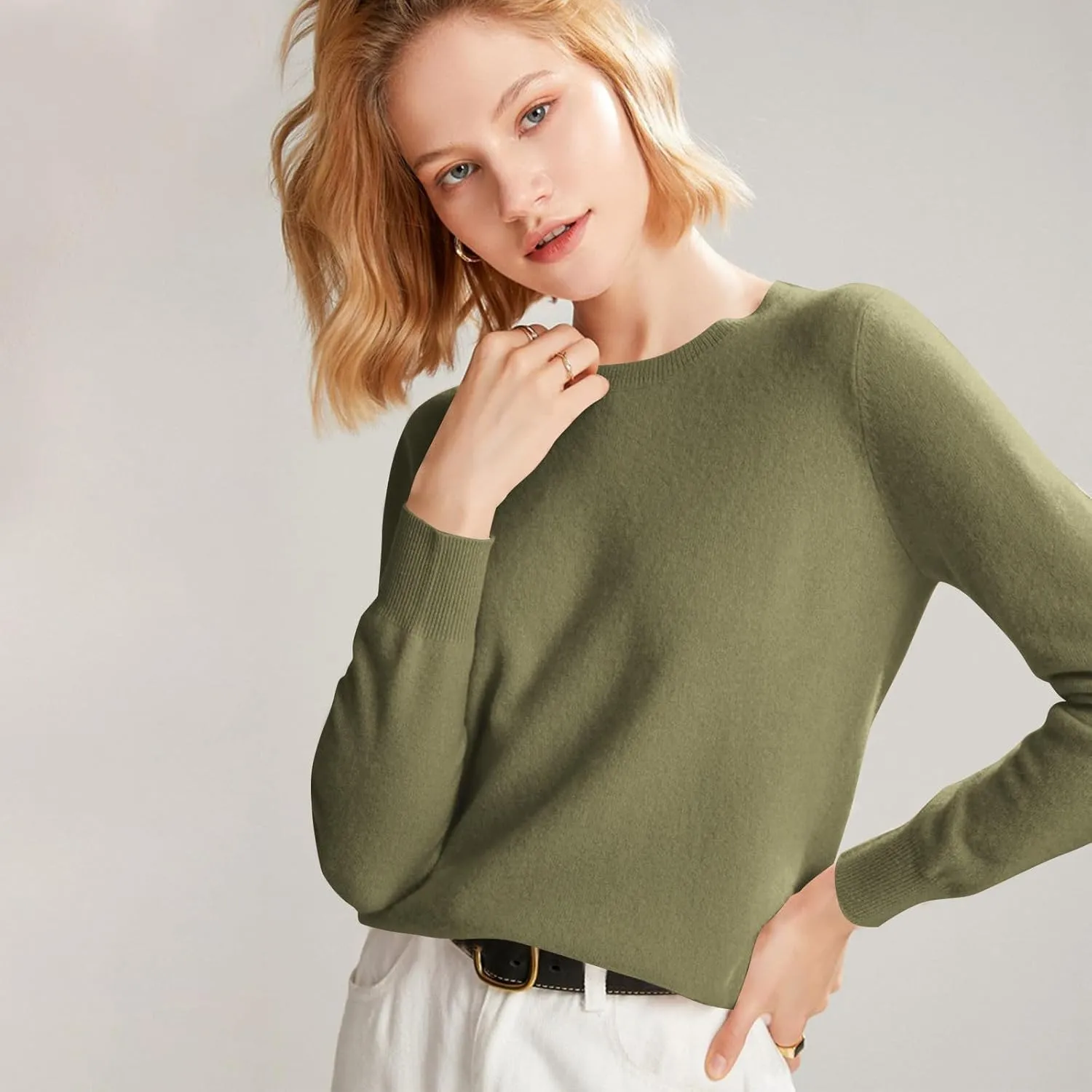 Cashmere Sweaters for Women Wool Blend Knit Sweater Long Sleeve Crewneck Pullover Sweater 2024 Fall Outfits