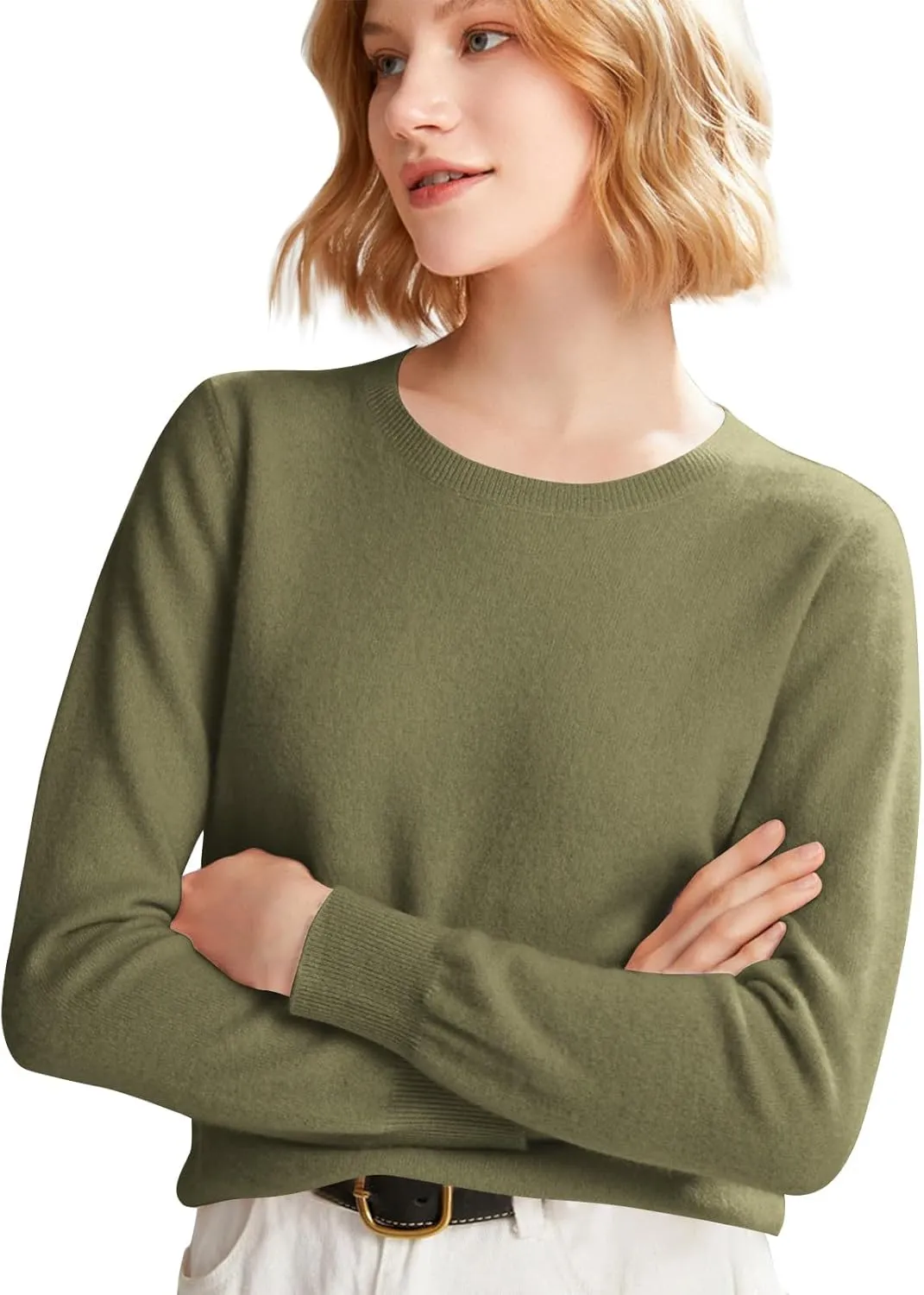 Cashmere Sweaters for Women Wool Blend Knit Sweater Long Sleeve Crewneck Pullover Sweater 2024 Fall Outfits