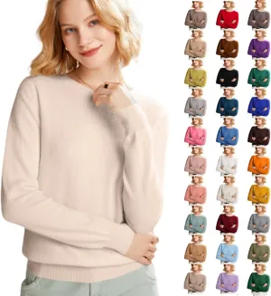 Cashmere Sweaters for Women Wool Blend Knit Sweater Long Sleeve Crewneck Pullover Sweater 2024 Fall Outfits