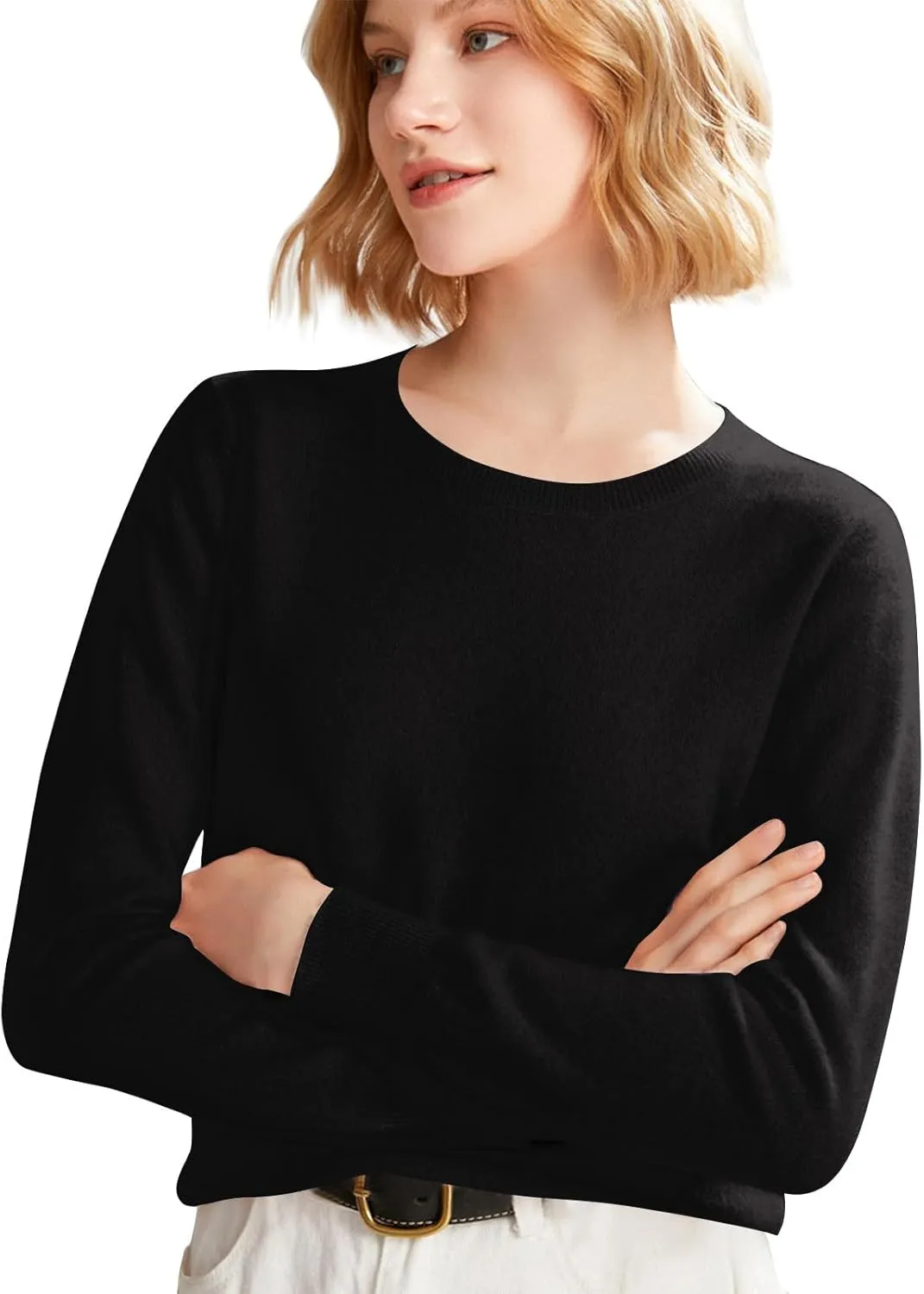 Cashmere Sweaters for Women Wool Blend Knit Sweater Long Sleeve Crewneck Pullover Sweater 2024 Fall Outfits