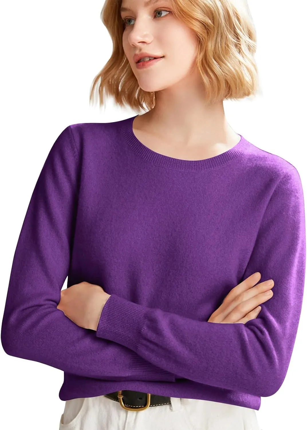 Cashmere Sweaters for Women Wool Blend Knit Sweater Long Sleeve Crewneck Pullover Sweater 2024 Fall Outfits