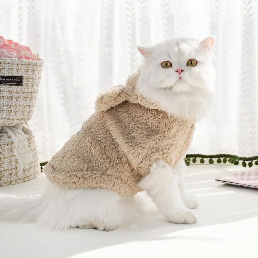Cat Bunny Ears Costume Cute Dog Kitten Hoodies Sweater Rabbit Ears Puppy Pet Apparel (X-Large,Beige)