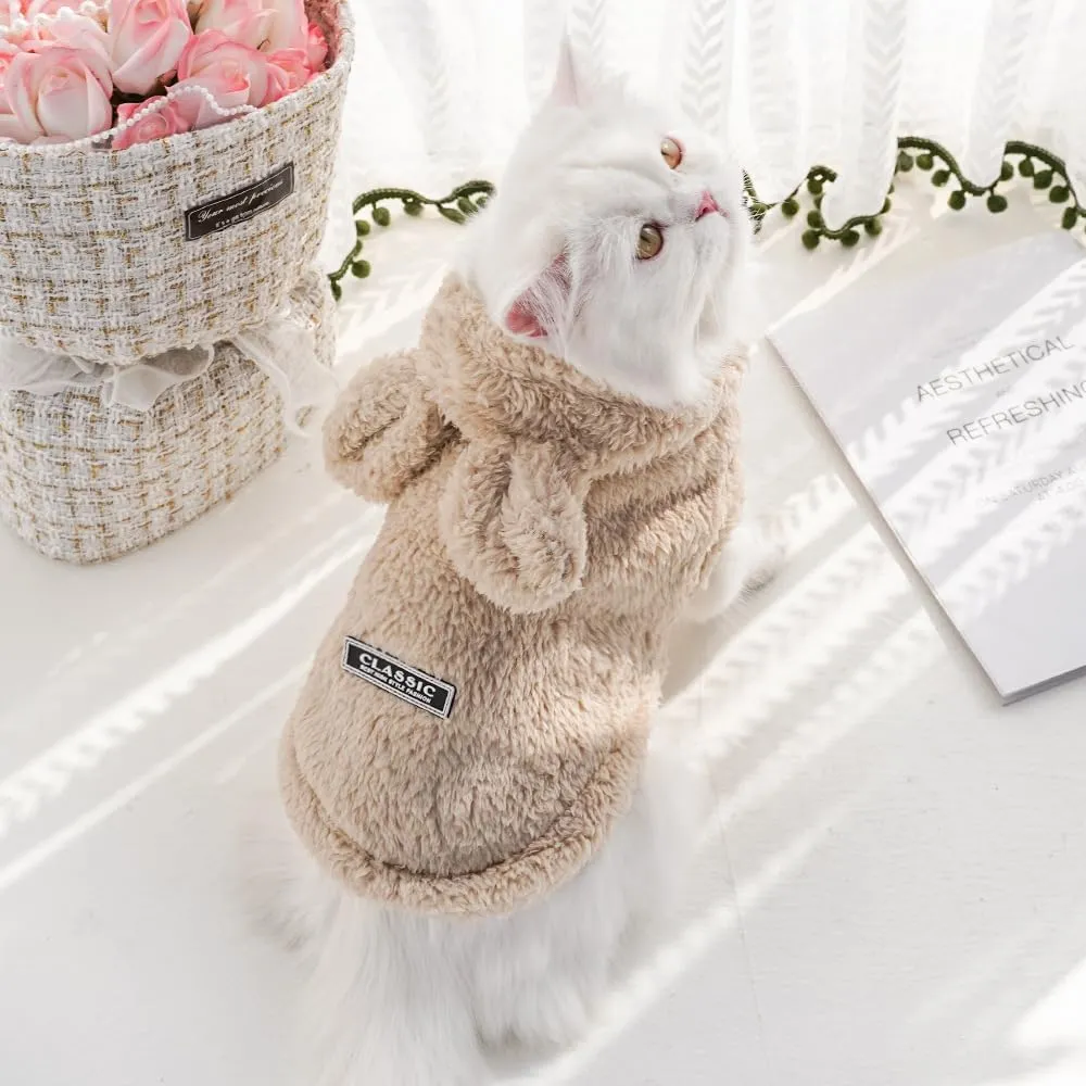 Cat Bunny Ears Costume Cute Dog Kitten Hoodies Sweater Rabbit Ears Puppy Pet Apparel (X-Large,Beige)