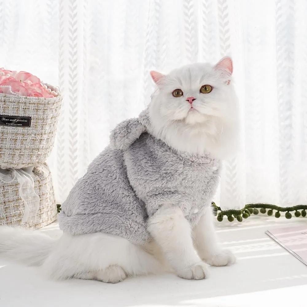 Cat Bunny Ears Costume Cute Dog Kitten Hoodies Sweater Rabbit Ears Puppy Pet Apparel (X-Large,Gray)