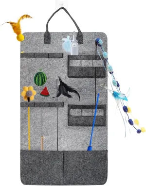 Cat Teaser Toy Storage Hanging Bag, Wand Toy Holder and Cat Toy Organizer for Indoor Cats, Cat Toy Storage Box Ensuring Feline Safety and a Clutter-Free Home