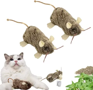 Cat Toys Mice 2 Pack  Refillable Tailed Mouse Catnip Toys with Pocket for Fresh Catnip, Interactive Chew and Kicker Plush Toys for Indoor Cats and Kittens, Soft and Durable