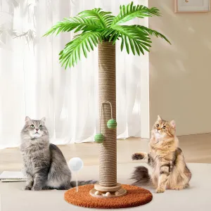 Cat Tree Tower for Space-Saving, 32'' Tall Cat Tree Post with Wooden Turntable Toy, Sisal Rope Cat Scratching Post with 2 Interactive Ball for Indoor Cats and Kitten Climbing,Play & Rest