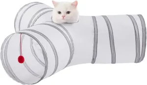 Cat Tunnels for Indoor Cats 3 Way Play Toy Kitty Tunnel Peek Hole Toy with Ball for Cat Tube Fun for Rabbits Kittens and Dogs