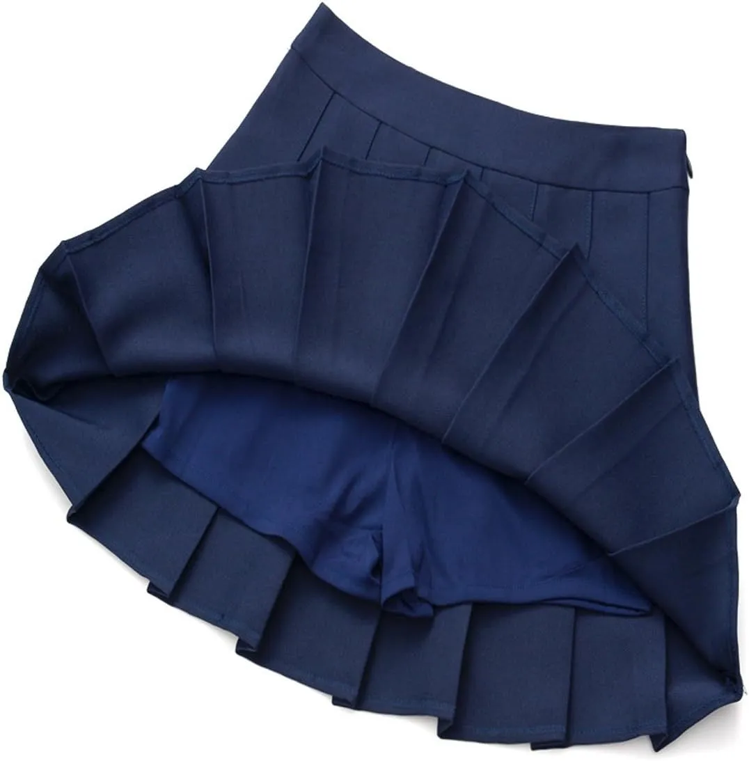 chouyatou Women's Simple High Waist All Around Pleated A-Line Skirt