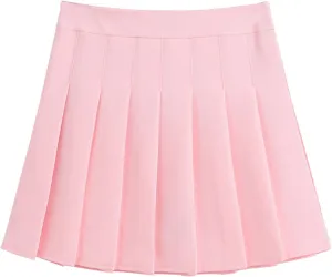chouyatou Women's Simple High Waist All Around Pleated A-Line Skirt