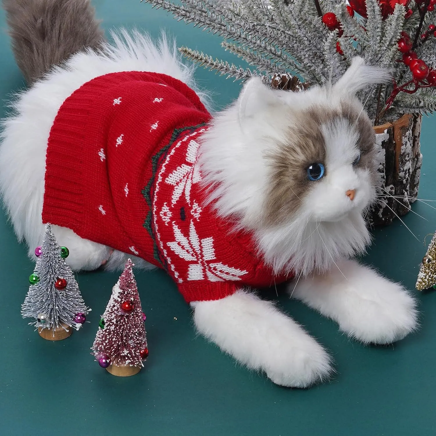 choyaxo Dog Christmas Sweater for Small Pet Dogs Cat Breathable Knitted Warm Cat Outfit for Christmas Warm Apparel for Winter (Red, Medium)