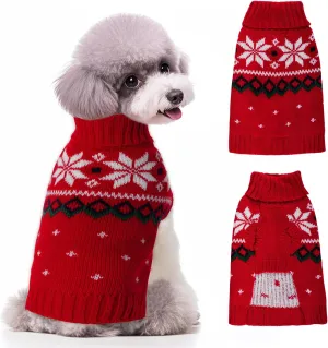 choyaxo Dog Christmas Sweater for Small Pet Dogs Cat Breathable Knitted Warm Cat Outfit for Christmas Warm Apparel for Winter (Red, Medium)