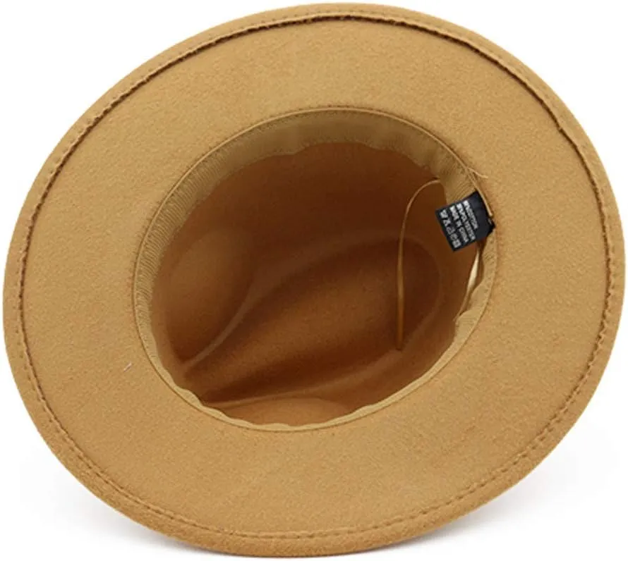 Classic Western Cowboy & Cowgirl Hat Felt Wide Brim Women Men Fedora Hats Decoration with Western Belt Bukle