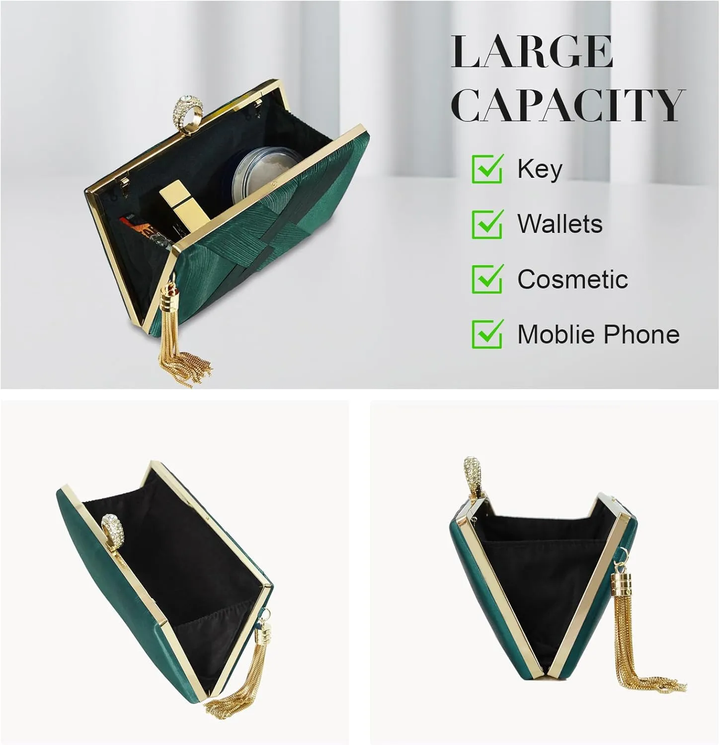 Clutch Purses for Women Tassel Evening Clutch bag Sparkly Diamond Crossbody Shoulder Bag For Wedding Night out Party
