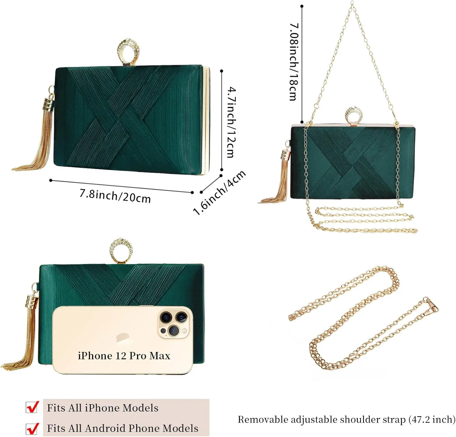 Clutch Purses for Women Tassel Evening Clutch bag Sparkly Diamond Crossbody Shoulder Bag For Wedding Night out Party