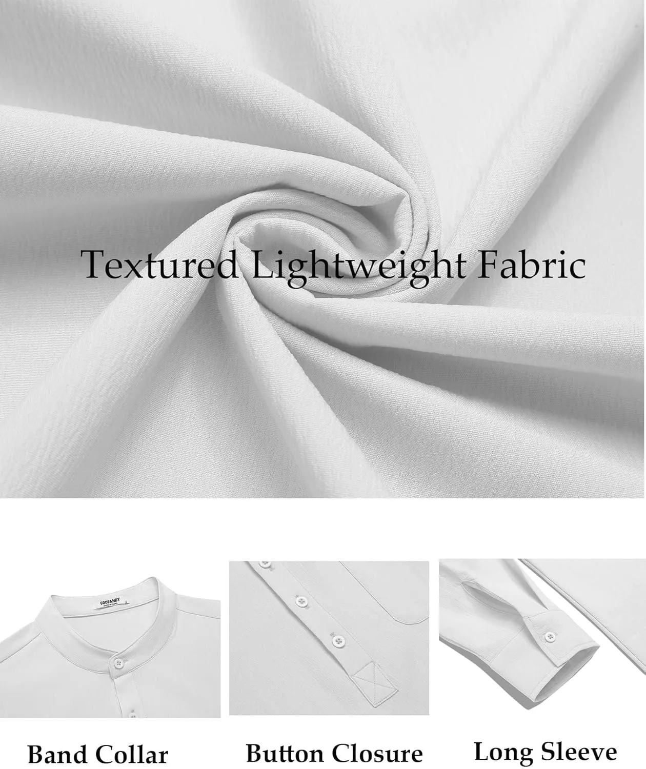 COOFANDY Men's Henley Shirt Long Sleeve Lightweight Casual T-Shirt Summer Beach Hippie Tee Shirt