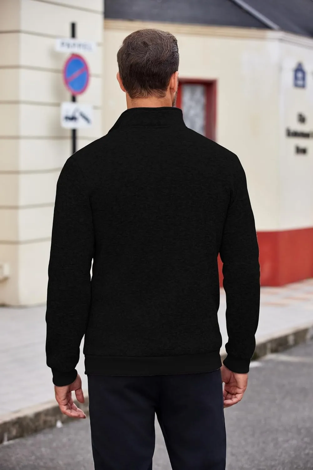 COOFANDY Men's Quarter Zip Pullover Casual Long Sleeve Sweater Slim Fit Sweater Mock Neck Polo Sweater