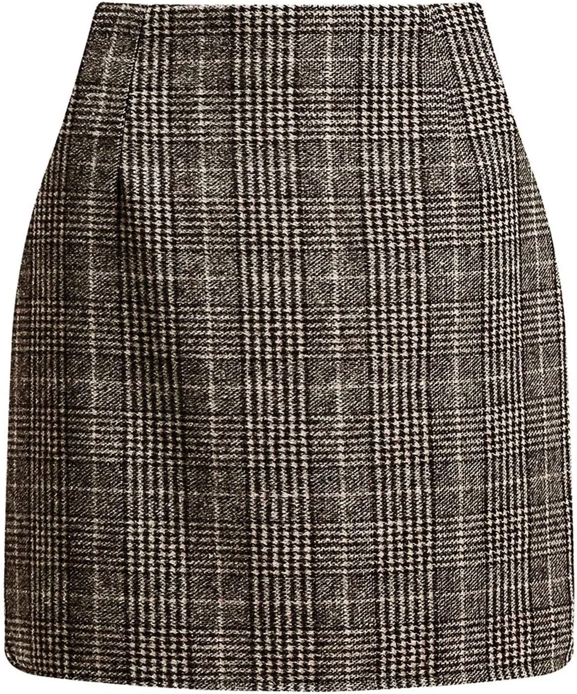COTECRAM Plaid Mini Skirts for Women Trendy High Waisted Fall Winter Wool Bodycon Pencil Midi Skirts A-line