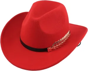 Cowboy Hat for Women and Men Classic Roll Up Felt Wide Brim Vintage Fedora Hats Western Cowboy Cowgirl Hats Unisex