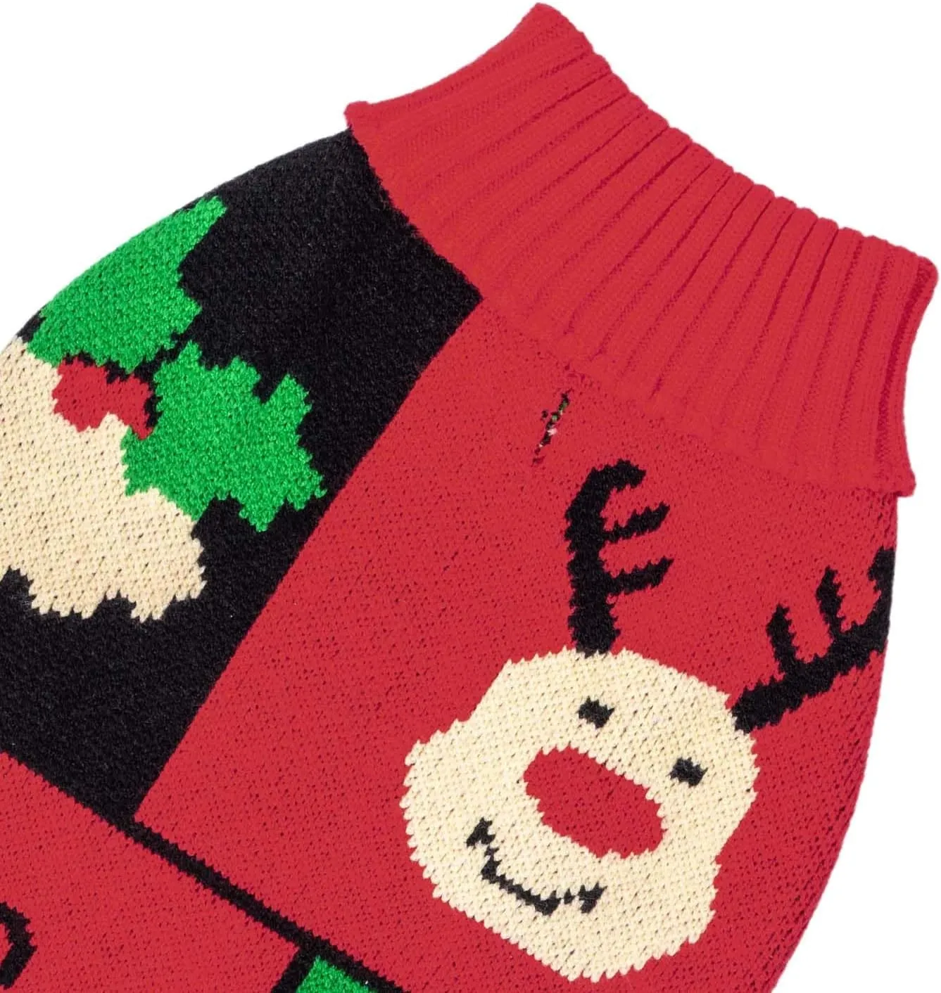 CuteBone Christmas Dog Sweater for Small Dogs X-mas Knit Puppy Sweater Turtleneck Pet Winter Clothes Cat Apparel with Harness Hole