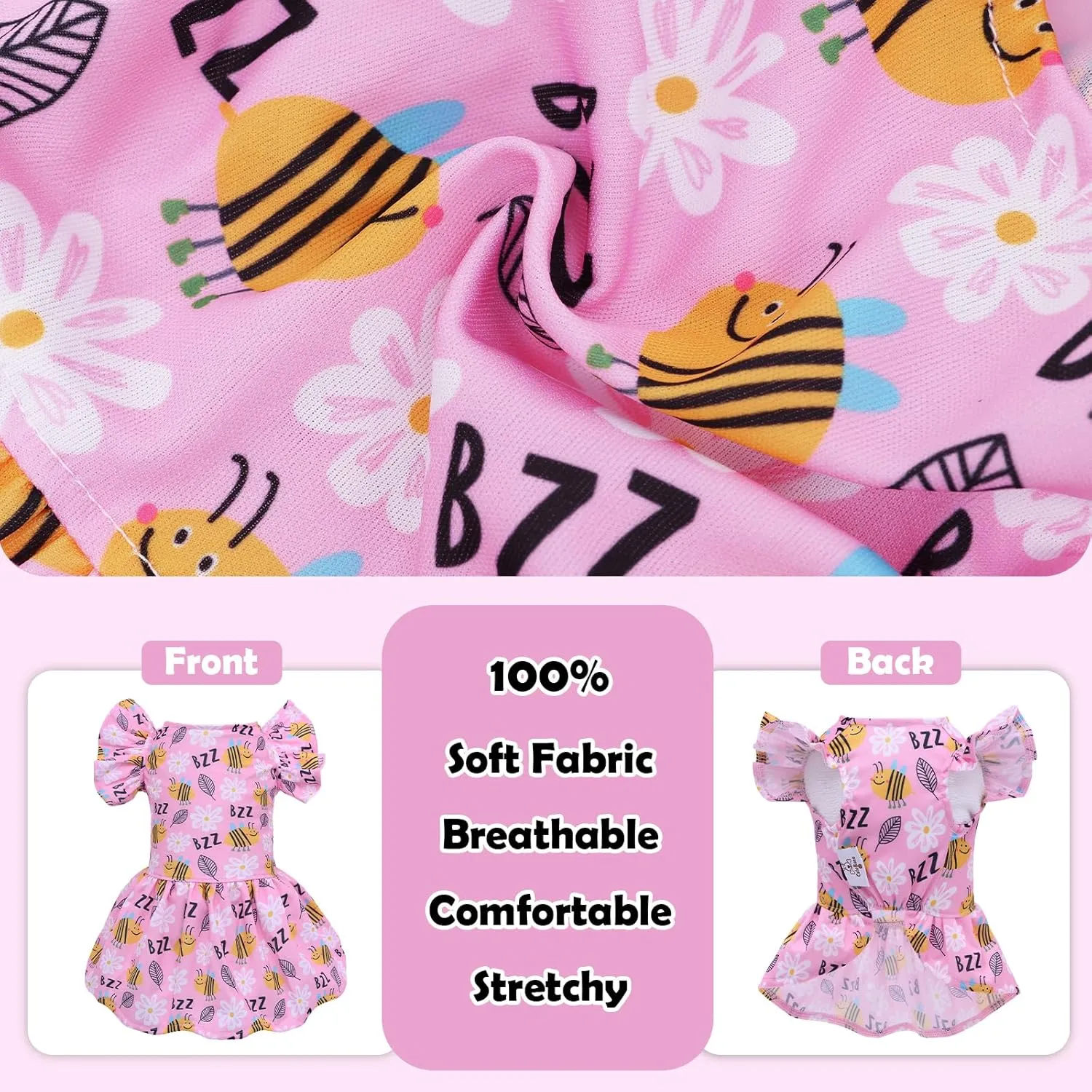 CuteBone Dog Dress Princess Puppy Birthday Dresses with Flutter Sleeves Cat Clothes Outfit for Small Dogs Girl Pet Apparel FX08S