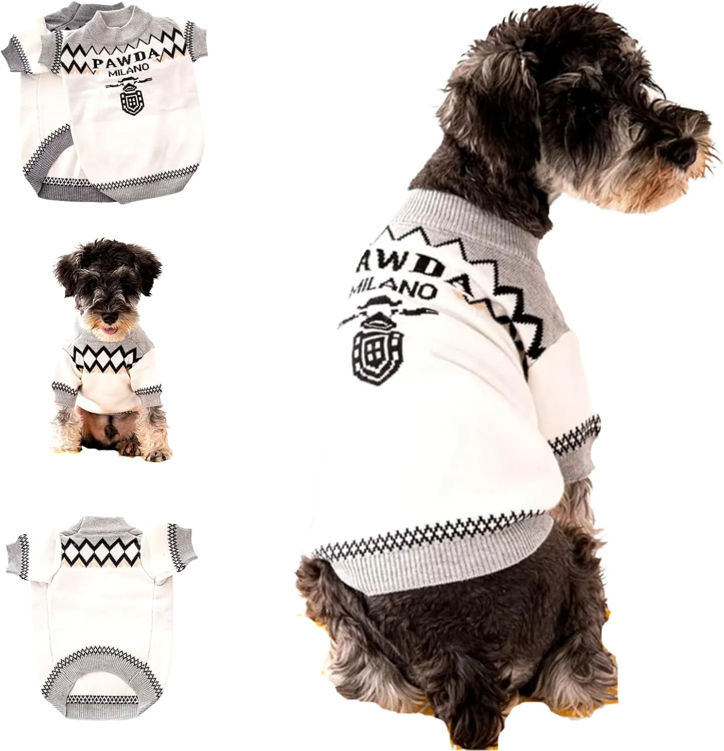 Designer Dog Clothes Sweater Shirt Outfit Small XS Teacup Cute Dogs Puppies French Bulldog Dachshund Chihuahua Cats Maltese Boy Girl (X-Small, Pawda)