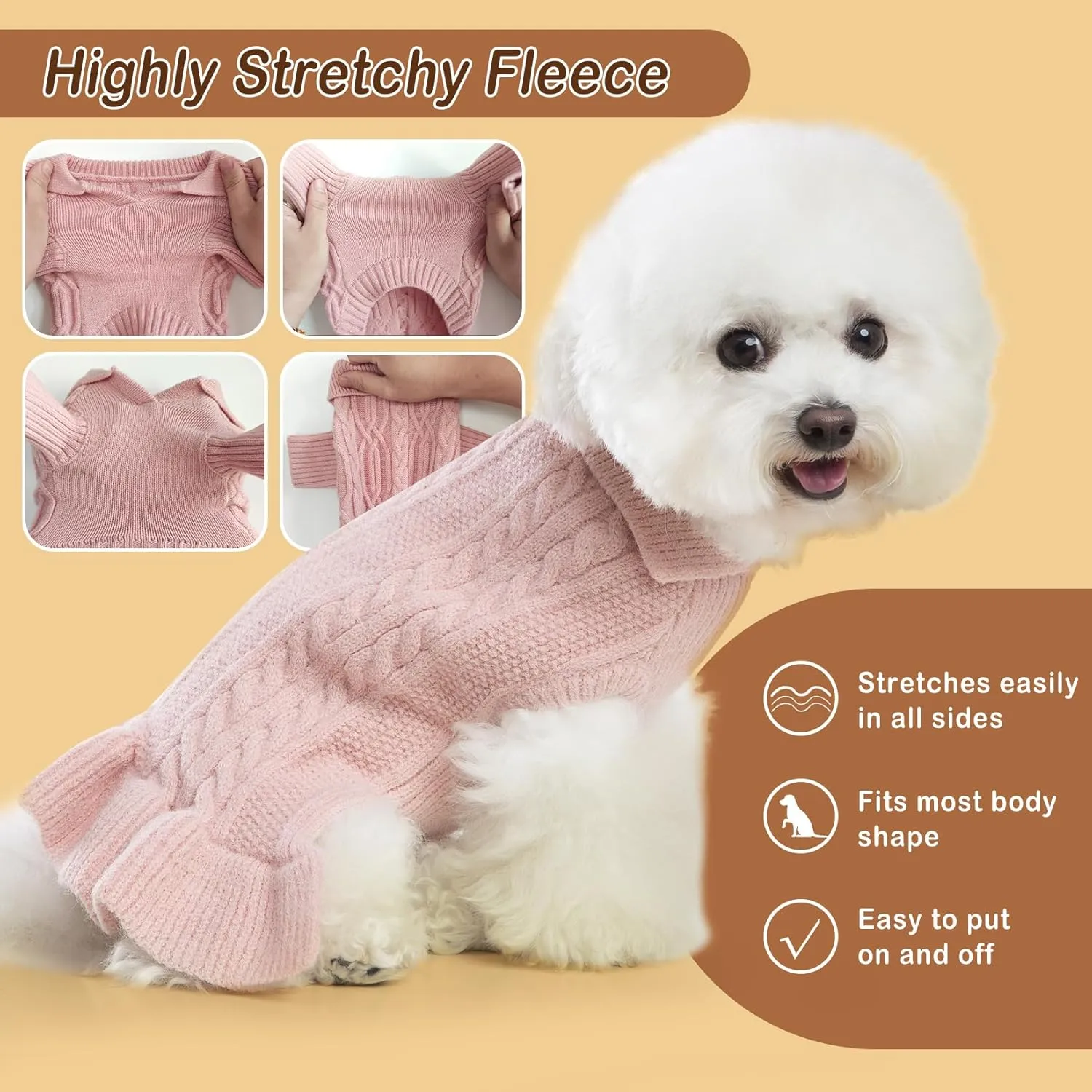 Dog Cat Sweater Dress Warm Pet Sweater for Large Dogs, Cute Knitted Classic Dog Clothes Halloween Pet Apparel for Girls Boys, Green XL