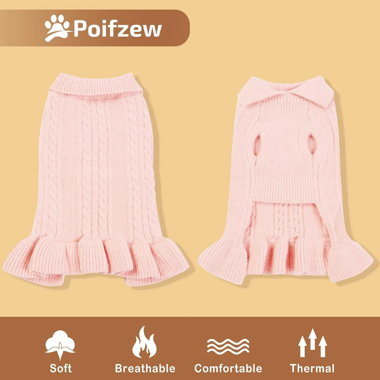 Dog Cat Sweater Dress Warm Pet Sweater for Large Dogs, Cute Knitted Classic Dog Clothes Halloween Pet Apparel for Girls Boys, Green XL
