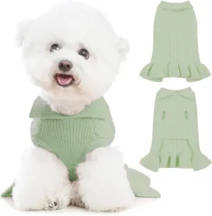 Dog Cat Sweater Dress Warm Pet Sweater for Large Dogs, Cute Knitted Classic Dog Clothes Halloween Pet Apparel for Girls Boys, Green XL