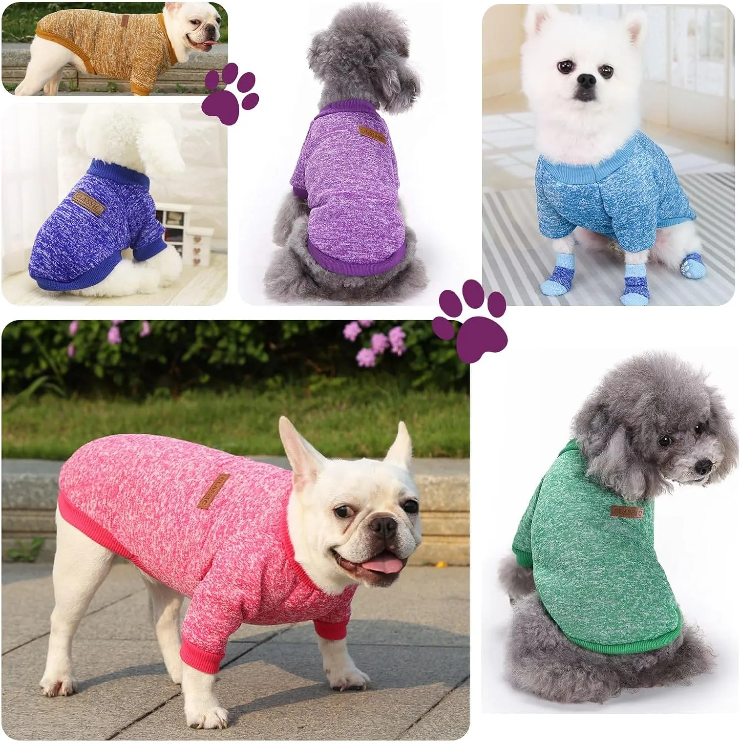 Dog Sweaters for Small/Medium/Large Dogs Stylish Cat Sweater Warm Pet Apparel for Spring/Fall/Winter(Dark Blue, L)
