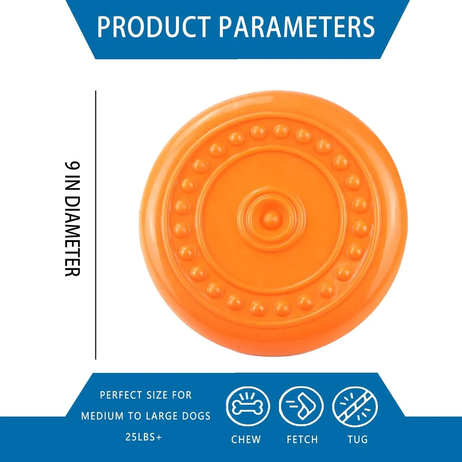Durable Dog Flying Disc Dog Toys for Aggressive Chewers Big Dogs Toys for Large Medium Small Dogs Puppy Toy Outdoor Soft Rubber Dog Toys for Aggressive Chewers Dog Chew Toy Pet Toys for Dog