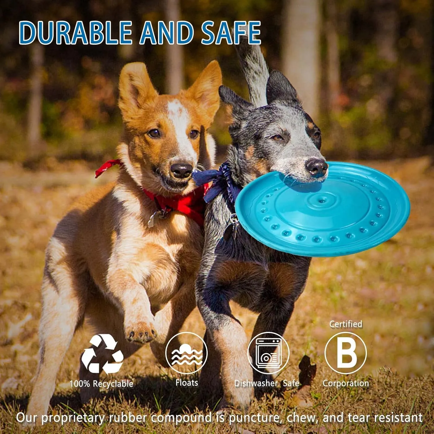 Durable Dog Flying Disc Dog Toys for Aggressive Chewers Big Dogs Toys for Large Medium Small Dogs Puppy Toy Outdoor Soft Rubber Dog Toys for Aggressive Chewers Dog Chew Toy Pet Toys for Dog