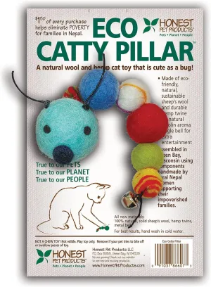 Eco-Catty Pillar  Handmade Natural Wool Toy  Soft, Durable, and Rattling  Eco-Friendly & Safe for Kittens