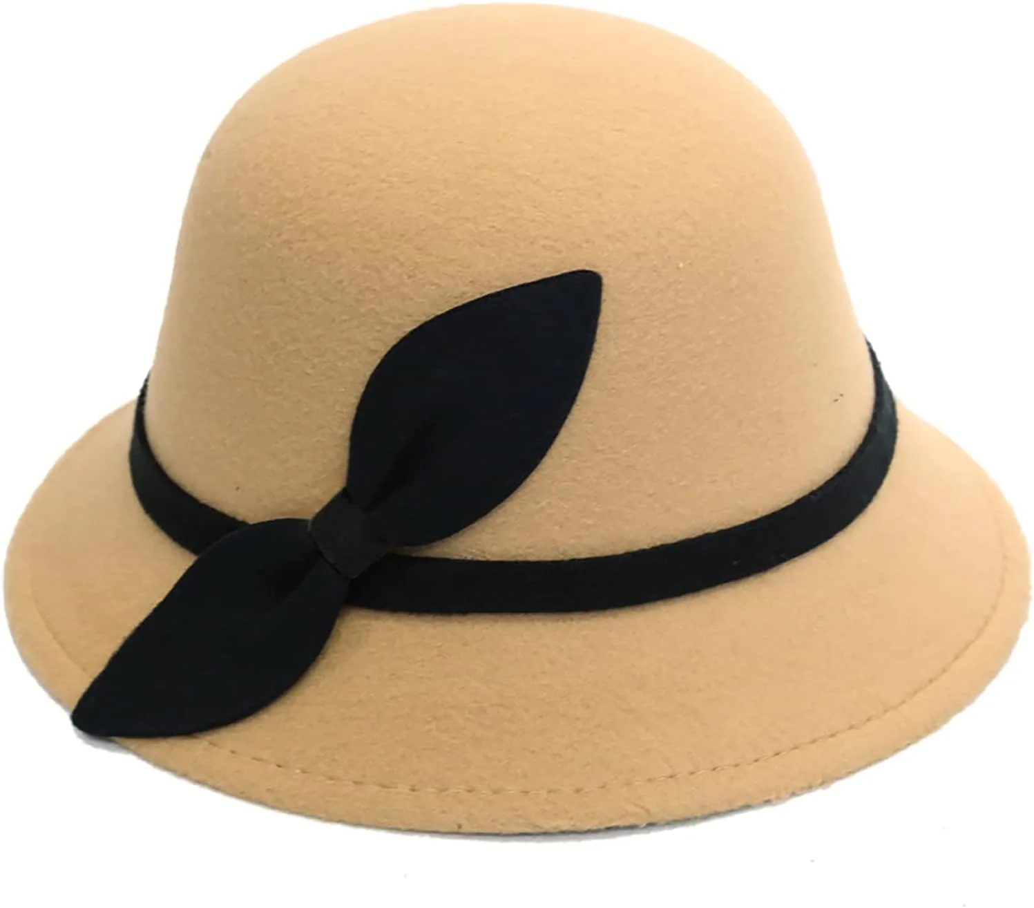 Elegant Adults Solid Hat Roll Up Brim Panama Bowler Hat Bucket Hat Womens Classic Wool Round Bowler Hat