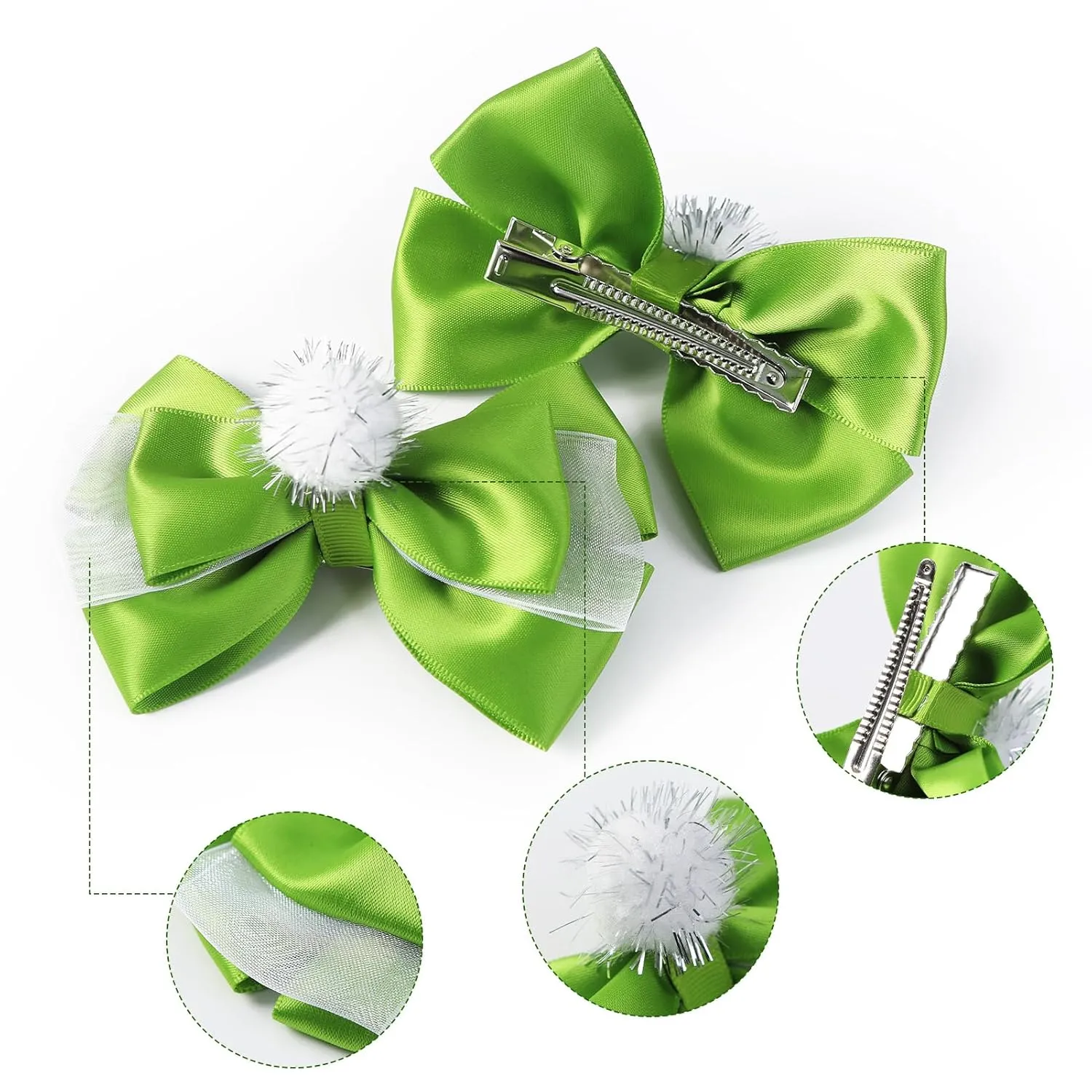 Fairy Hair Bow Clips for Girls Women 5 Inch Role Play Halloween Princess Costume Dress Up Accessories