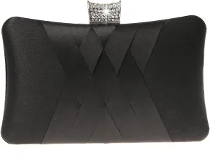 Fashion Womens Jane Satin Diamante Clutch Rhinestone Evening Bridal Prom Party Handbag Crossbody Purse Chain Bag